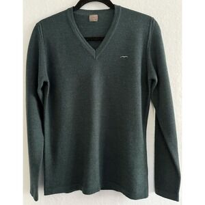 Animo Equestrian Sweater Women Green Size 44 Medium V Neck  Long Sleeve Wool